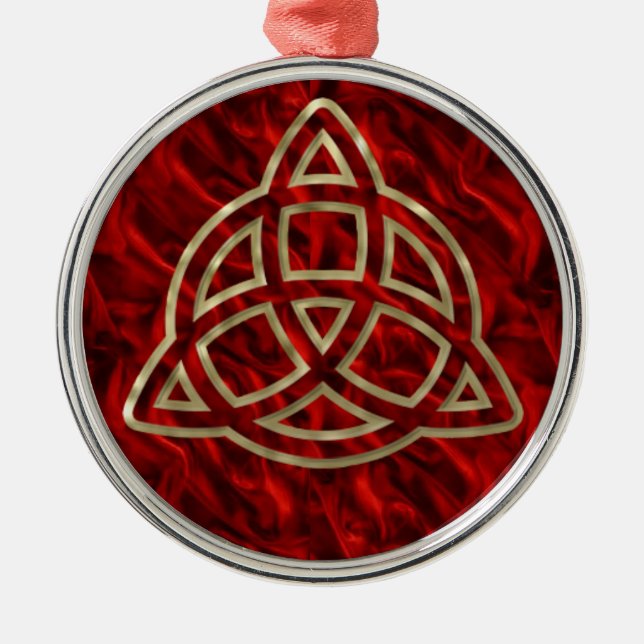 Triquetra Red Silk Metal Tree Decoration (Front)