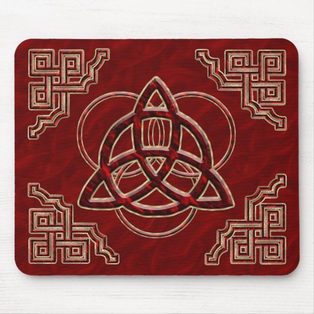 Triquetra Red Silk Mouse Pad (Front)
