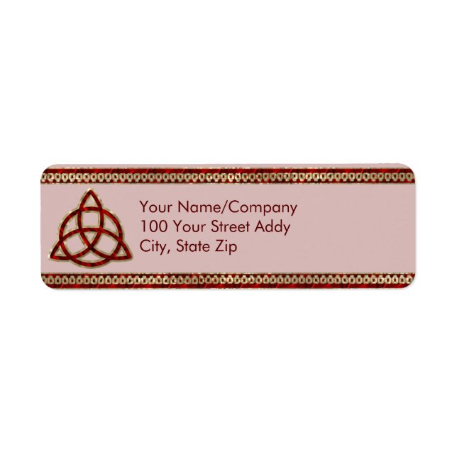 Triquetra Red Silk Return Address Label (Front)