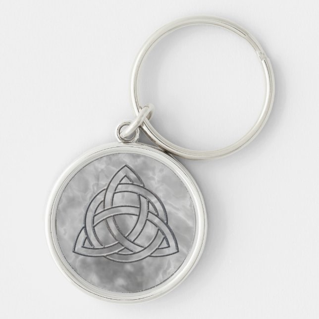 Triquetra Silver Bevel Key Ring (Front)