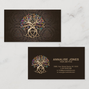 Triquetra Tree of life Colorful leaves Business Card
