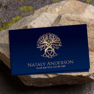 Triquetra Tree of life Colourful leaves Business Card