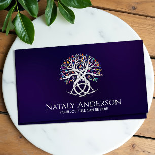 Triquetra Tree of life Colourful leaves Business Card