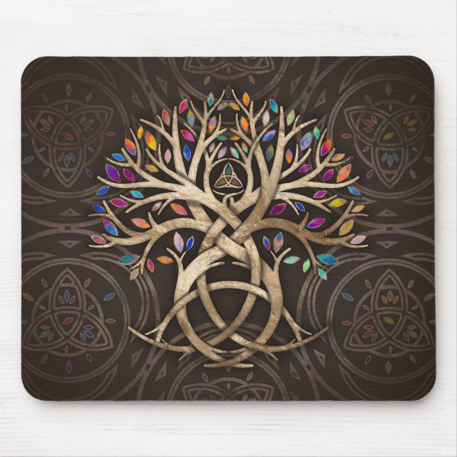 Triquetra Tree of life Colourful leaves Mouse Pad (Front)
