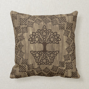 Triquetra - Tree of life -Wooden Texture Cushion
