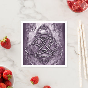 Triquetra Trinity Knot Lavender Purple Faux Metal Napkin