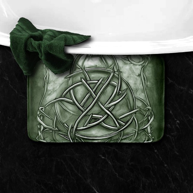 Triquetra Trinity Knot Sage Green Faux Metallic Bath Mat (Creator Uploaded)