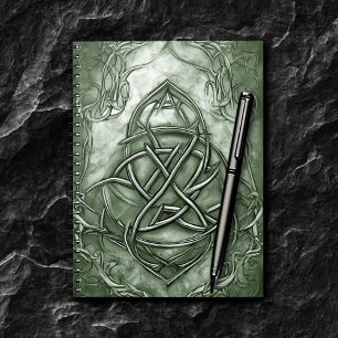 Triquetra Trinity Knot Sage Green Faux Metallic Notebook