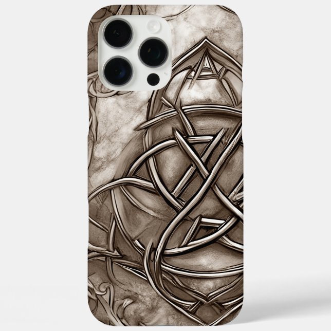 Triquetra Trinity Knot Sepia Faux Metallic Tin Case-Mate iPhone Case (Back)