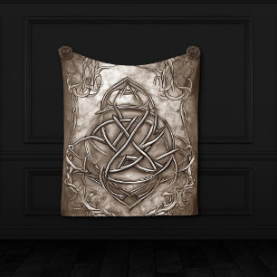 Triquetra Trinity Knot Sepia Faux Metallic Tin Tapestry