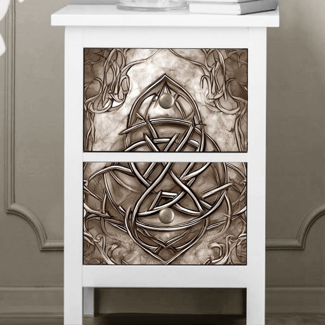 Triquetra Trinity Knot Sepia Faux Metallic Tin Tissue Paper (Creator Uploaded)
