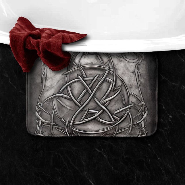 Triquetra Trinity Knot Silvery Pewter Faux Metal Bath Mat (Creator Uploaded)
