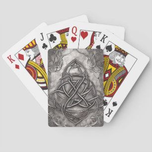Triquetra Trinity Knot Silvery Pewter Faux Metal Playing Cards