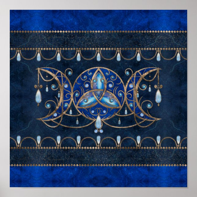 Triquetra Triple Moon Ornament with Moonstone Poster (Front)