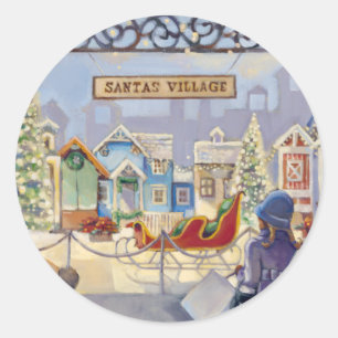 Trish Biddle Santa's Villiage Classic Round Sticker