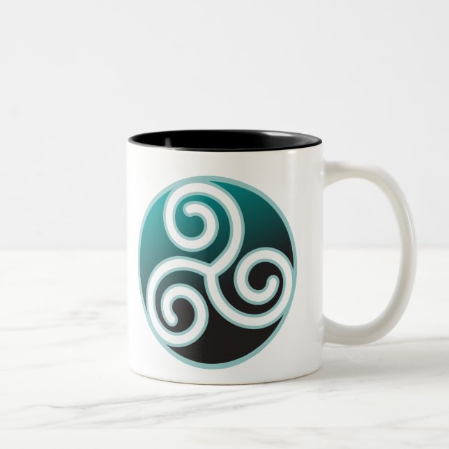 Triskele Celtic Spiral Two-Tone Coffee Mug (Right)