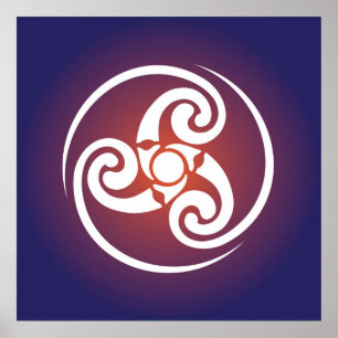 Triskele, Triple Spiral, Triskelion Symbol Celtic Poster