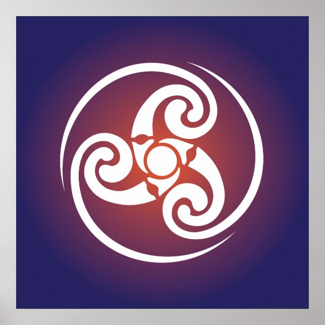 Triskele, Triple Spiral, Triskelion Symbol Celtic Poster (Front)
