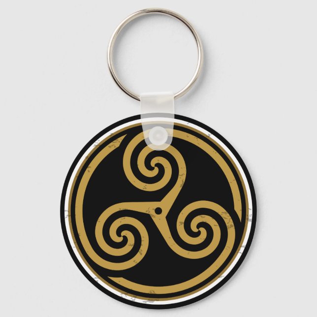 TRISKELION TRIPLE CELTIC SPIRAL KEY RING (Front)