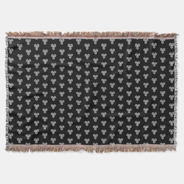 TRISKELION TRIPLE CELTIC SPIRAL THROW BLANKET (Front)