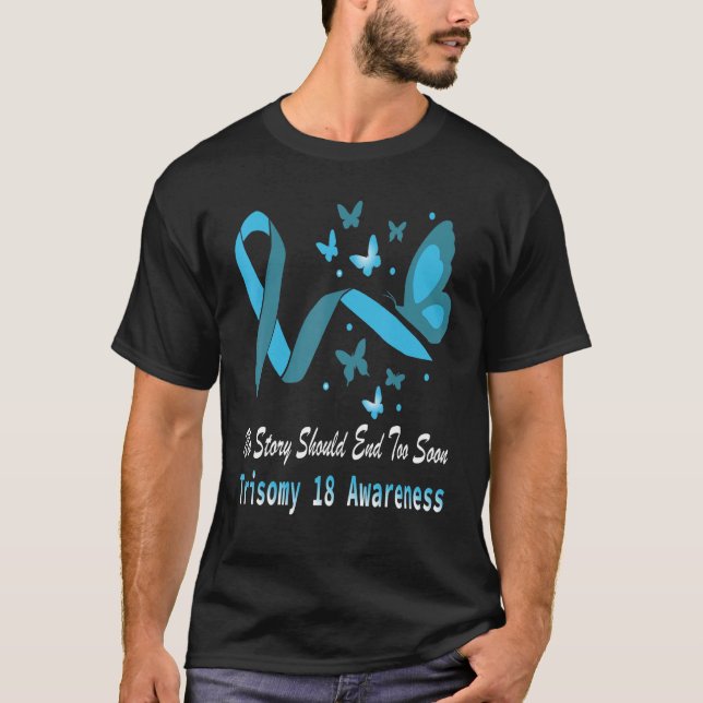 Trisomy 18 Awareness Butterfly Support Light Blue  T-Shirt (Front)