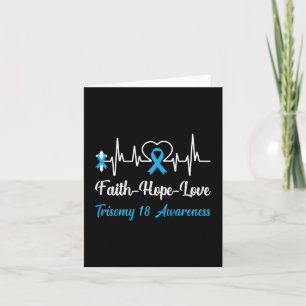 Trisomy 18 Awareness Heartbeat Christian Cross Fai Card