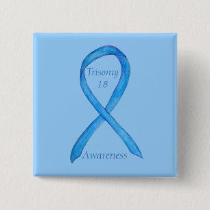 Trisomy 18 Awareness Ribbon Custom Art Pin