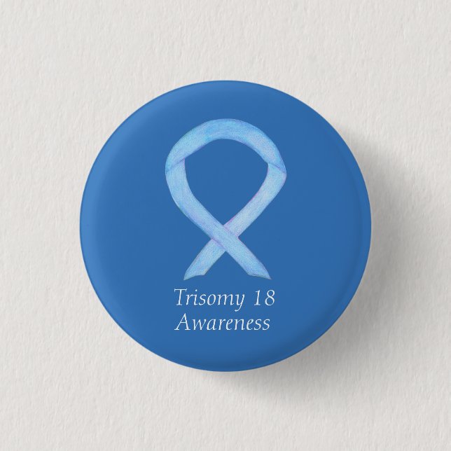 Trisomy 18 Awareness Ribbon Custom Art Pin (Front)