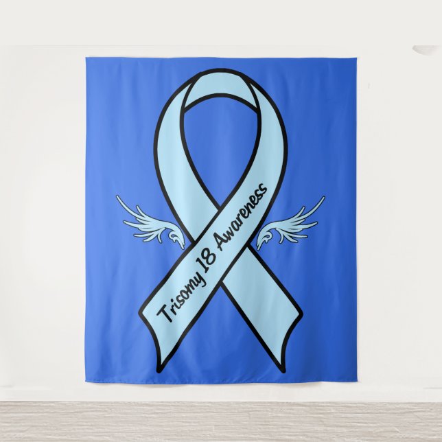 Trisomy 18 Awareness Ribbon with Wings Tapestry (Front)