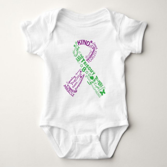 Trisomy 8 Awareness Ribbon Baby Bodysuit (Front)