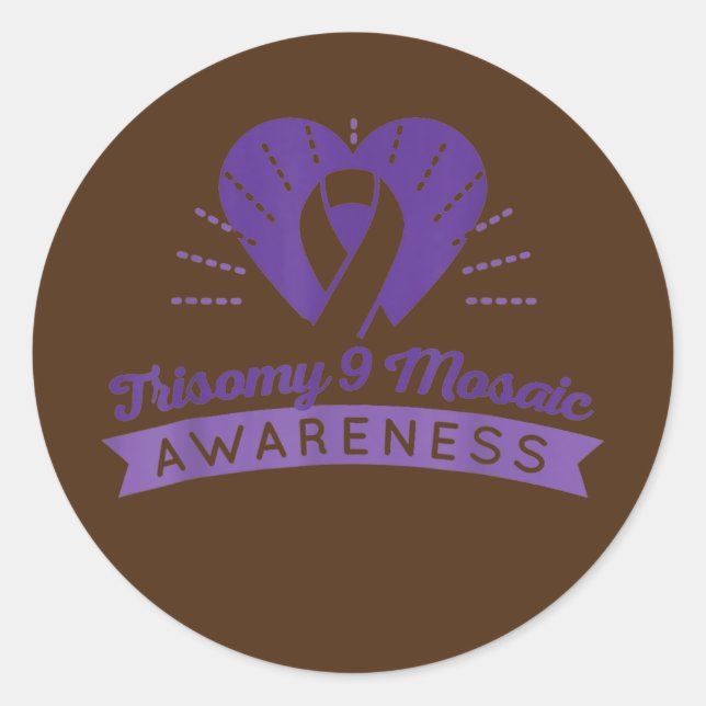 Trisomy 9 Awareness Day Purple Ribbon Mum Dad Classic Round Sticker (Front)
