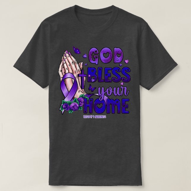 Trisomy 9 Awareness god bless faith hope T-Shirt (Design Front)