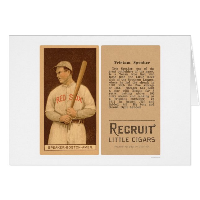 Tristam Speaker Red Sox Baseball 1912 (Front Horizontal)