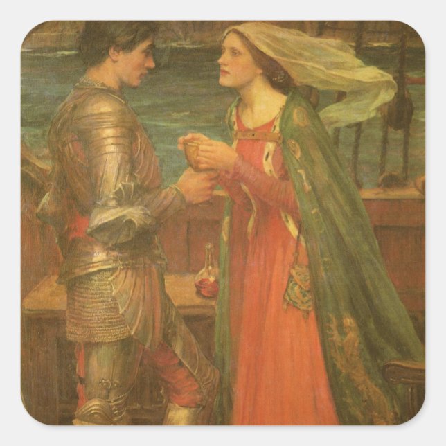 Tristan and Isolde by John William Waterhouse Square Sticker (Front)