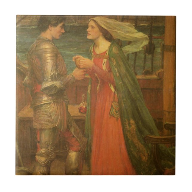 Tristan and Isolde by John William Waterhouse Tile (Front)