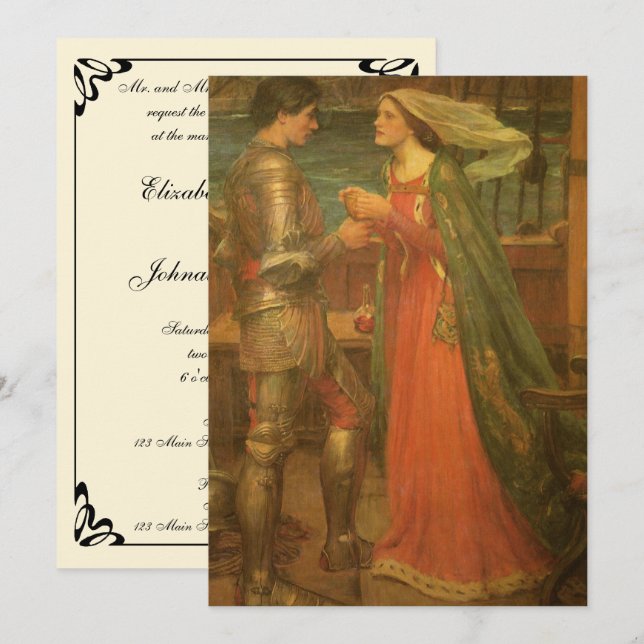 Tristan and Isolde by JW Waterhouse Wedding Invitation (Front/Back)