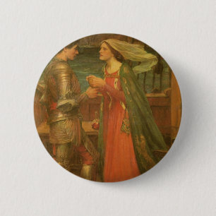 Tristan and Isolde by Waterhouse, Vintage Fine Art 6 Cm Round Badge