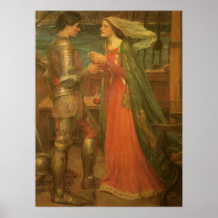 Tristan and Isolde by Waterhouse, Vintage Fine Art Poster