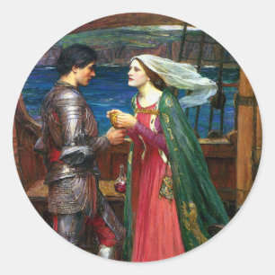 Tristan and Isolde, c. 1916 by John Waterhouse Classic Round Sticker