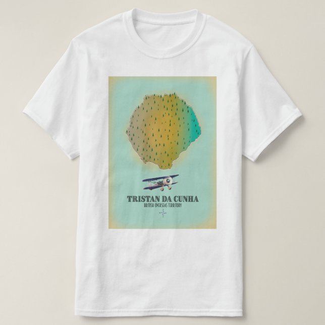Tristan da Cunha British Overseas Territory map T-Shirt (Design Front)