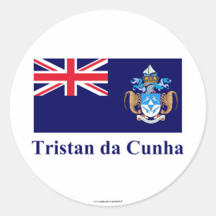 Tristan da Cunha Flag with Name Classic Round Sticker
