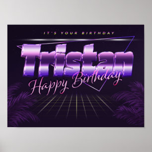 Tristan Name Vorname lila retro Poster Geburtstag