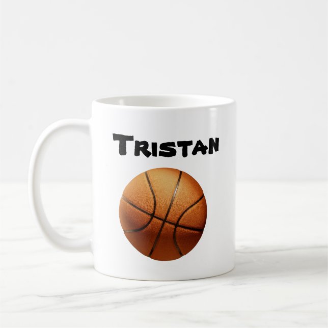Tristan Name With Orange Basketball, Coffee Mug (Left)