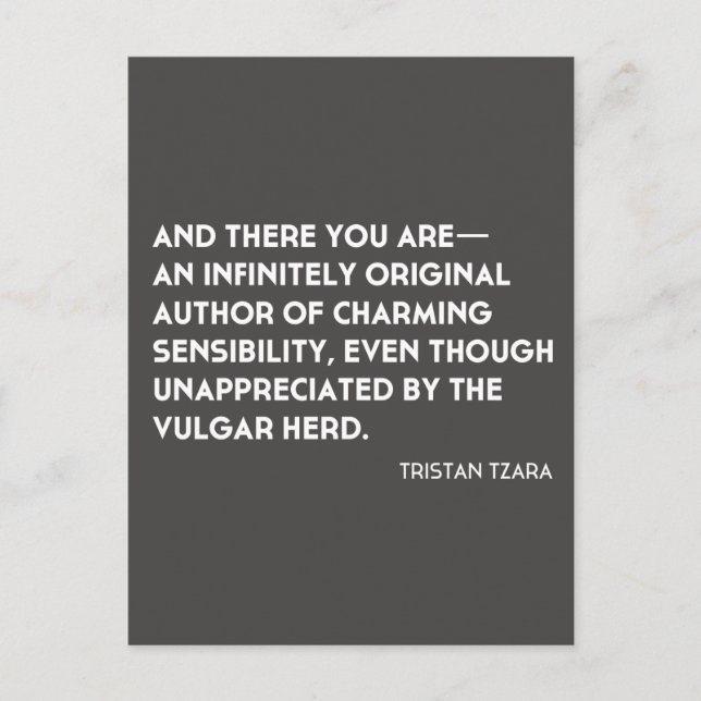 Tristan Tzara "Infinitely Original" Postcard (Front)