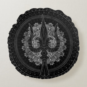 Trisula  -Trident of Shiva Round Cushion