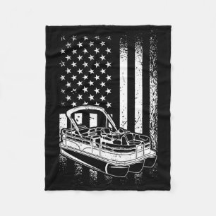 Tritoon Boat Boating - American Tritoon Captain Fleece Blanket