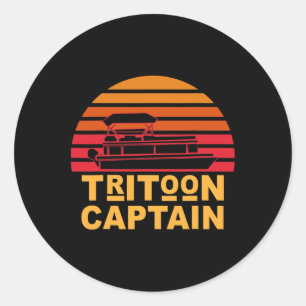 Tritoon Captain Pontoon Captain Tri-toon Boating Classic Round Sticker