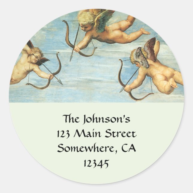 Triumph of Galatea Angels detail by Raphael Sanzio Classic Round Sticker (Front)