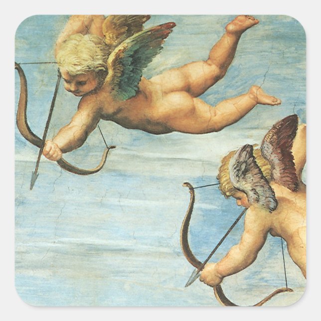 Triumph of Galatea Angels detail by Raphael Sanzio Square Sticker (Front)
