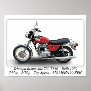 Triumph T140V Bonneville 750 Motorcycle - A3 Size Poster